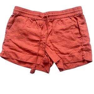 Ann Taylor LOFT 100% Linen Shorts Drawstring Tassel Waist Size S Light Sienna